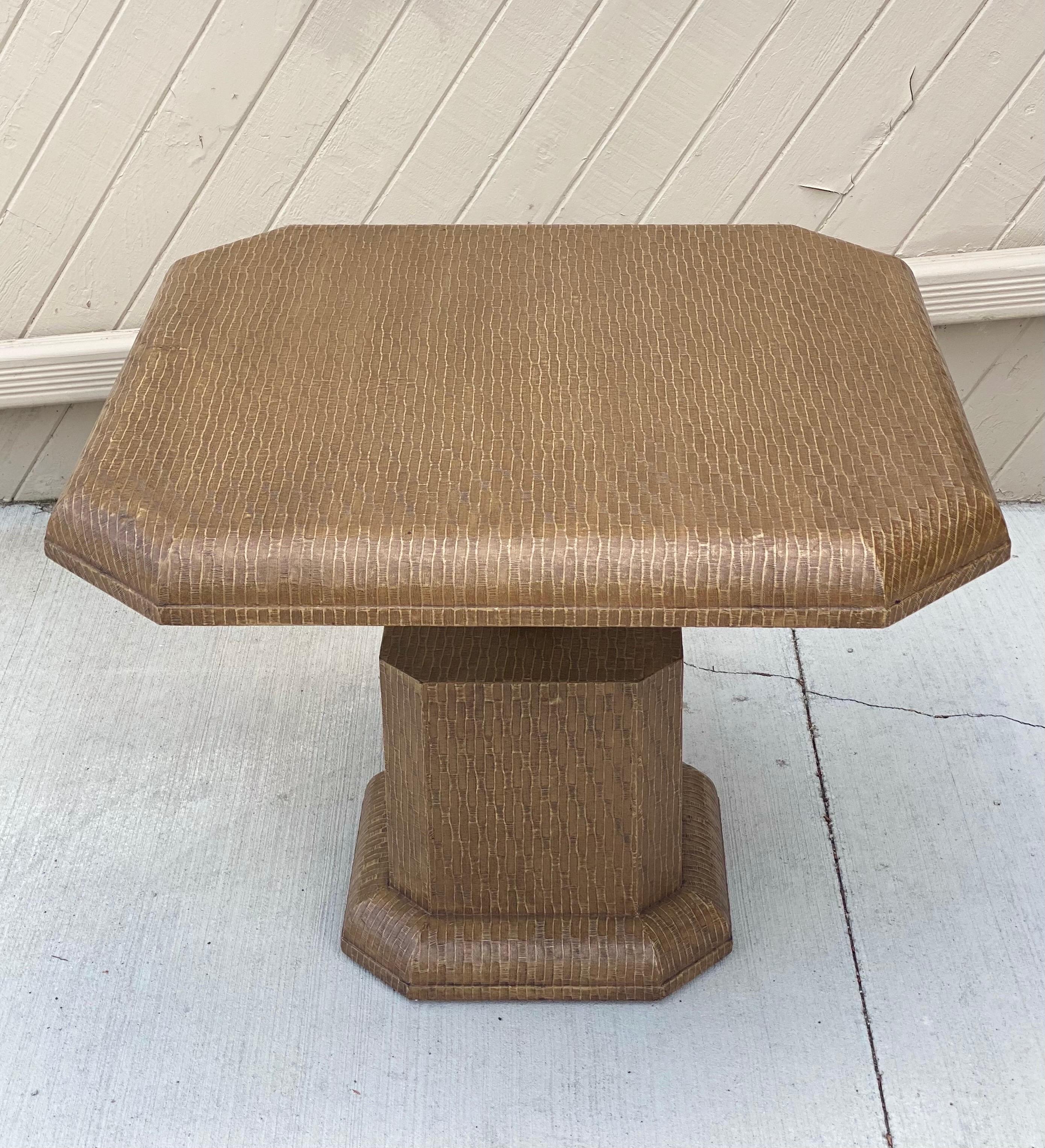 1980s Aldo Tura Style Brown Parchment Paper Adjustable Coffee or Game Table 5