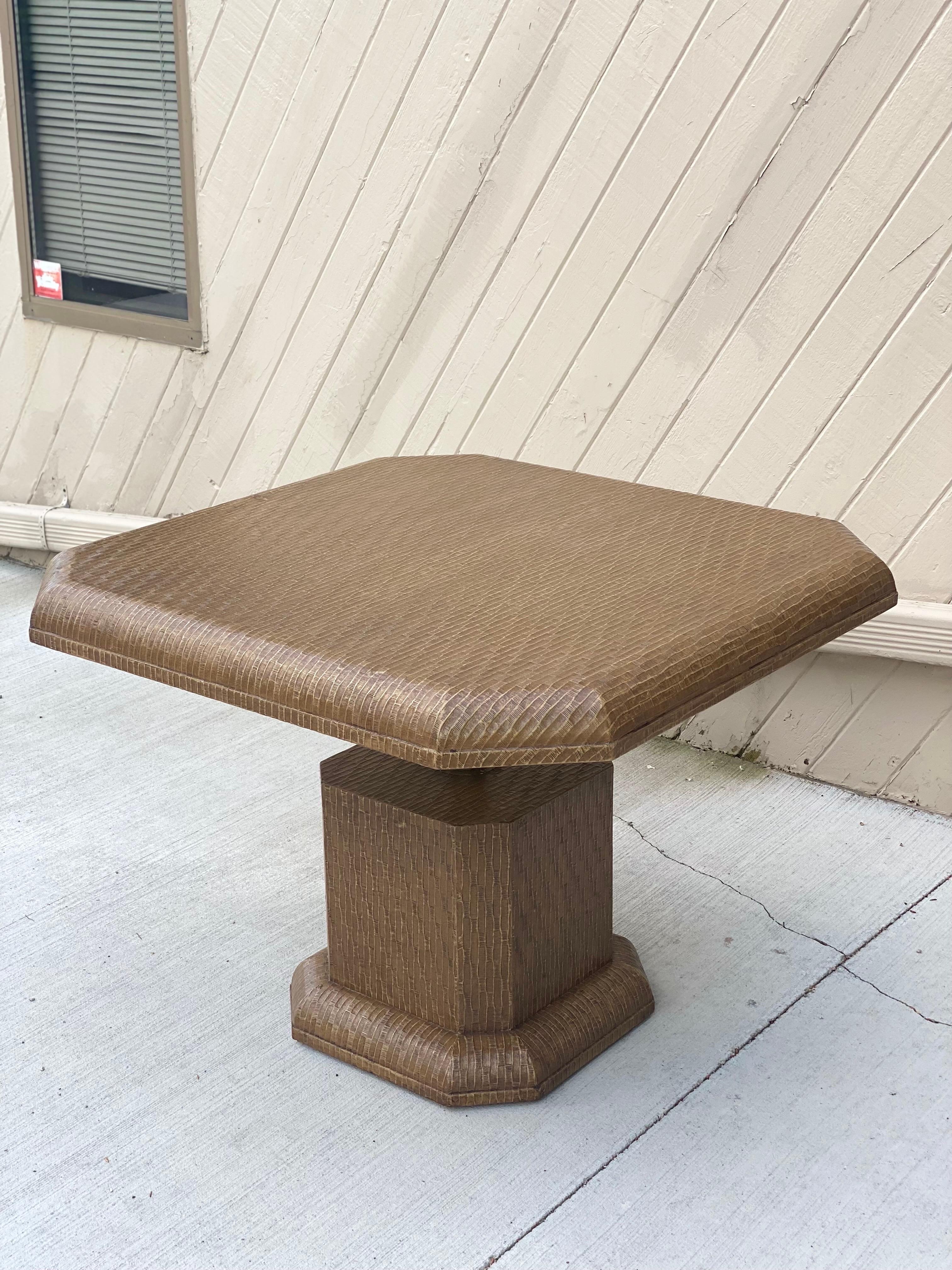 1980s Aldo Tura Style Brown Parchment Paper Adjustable Coffee or Game Table In Good Condition In Farmington Hills, MI