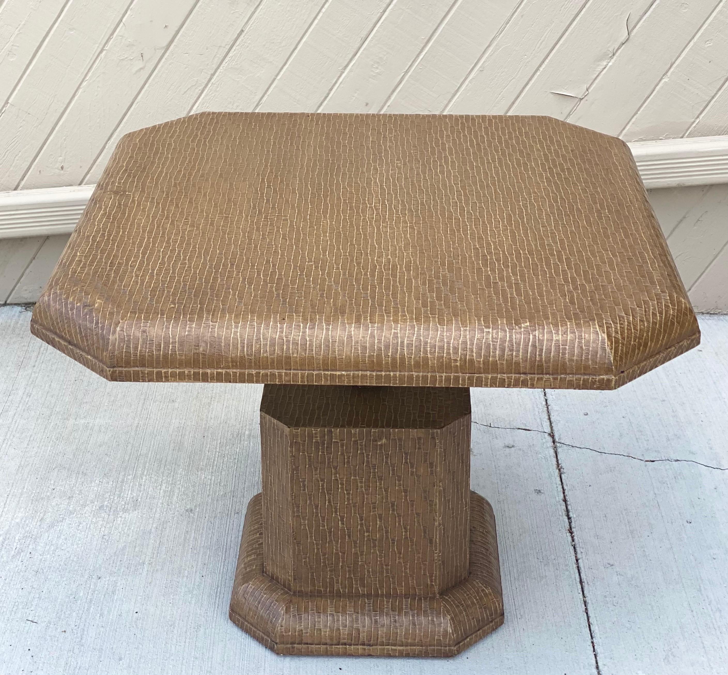Late 20th Century 1980s Aldo Tura Style Brown Parchment Paper Adjustable Coffee or Game Table
