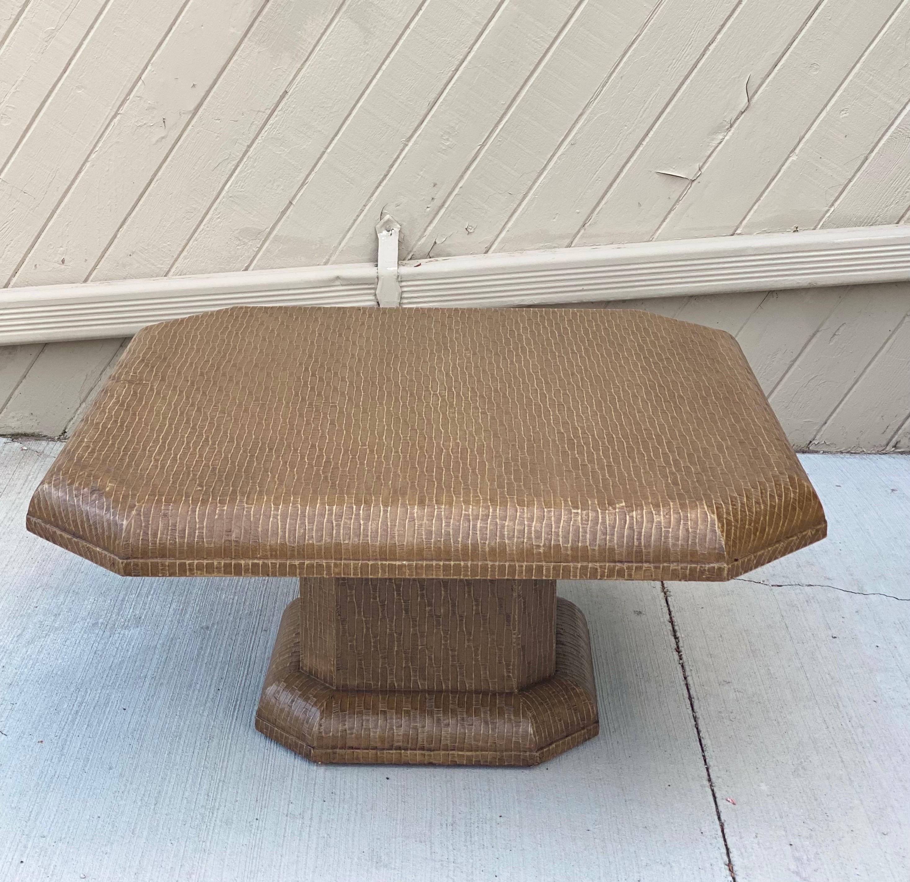 1980s Aldo Tura Style Brown Parchment Paper Adjustable Coffee or Game Table 3