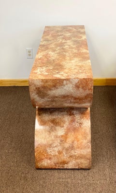 1980s Alessandro for Baker Faux Lacquered Marble Sculptural Console Table