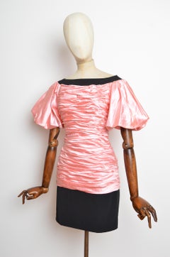 1980’s ALEXANDRE NARAKAS Haute Couture Pink Satin Statement Cocktail Dress