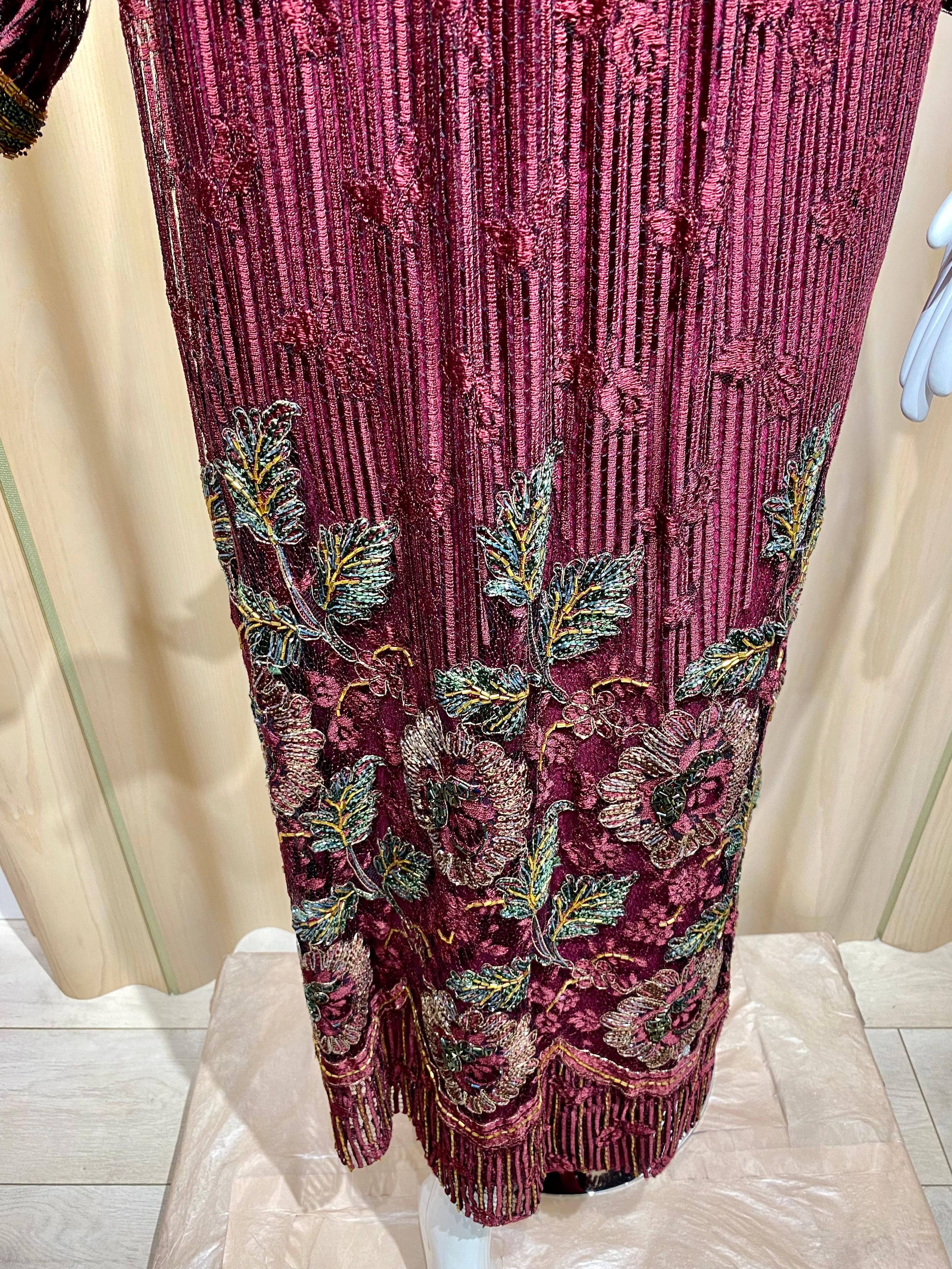 Black 1980s ALFRED BOSAND Burgundy Lace Maxi Gown For Sale
