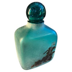 1980s Alfredo Barbini Modernist Scavo Murano Glass Rectangular Bottle Vase