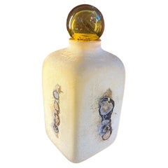 Used 1980s Alfredo Barbini Modernist Scavo Murano Glass Square Bottle Vase