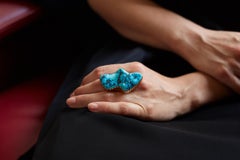 1980s Alice Platero, Kingman Turquoise and Gold Ring
