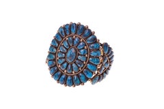 1980s Rare Alice Quam Fine Morenci Turquoise and Gold Cuff