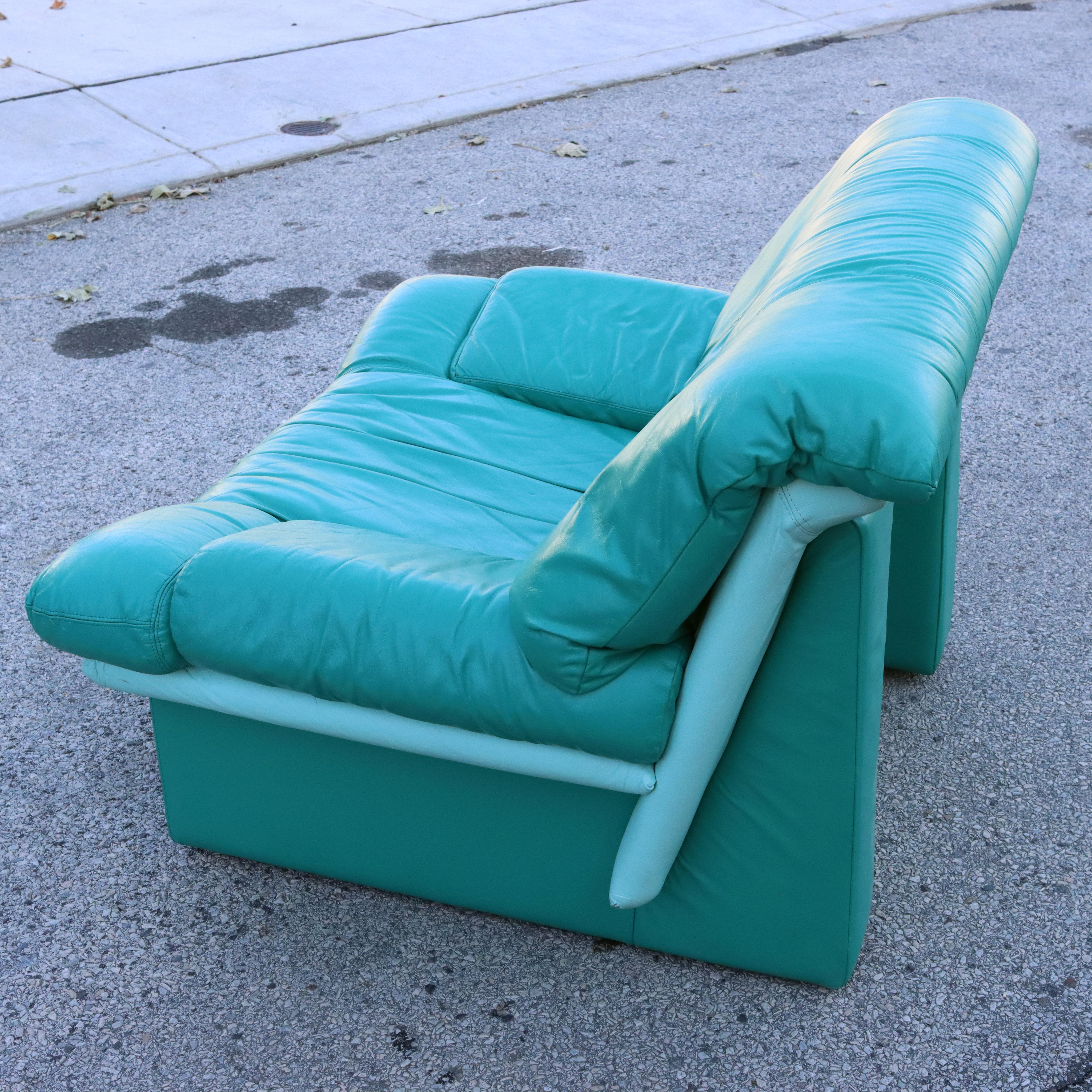 1980s Alpa Salotti Italian Pop Modern Teal Leather Club Chair 4