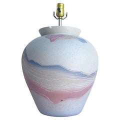 1980s Alsy Beige, Gray, Speckled Red, Blue & Yellow Table Lamp