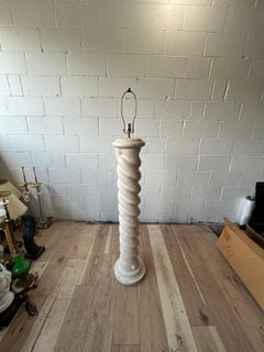 1980s Alsy Faux Travertine Barley Twist Postmodern Floor Lamp Michael Taylor