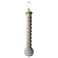 1980s Alsy Faux Travertine Barley Twist Postmodern Floor Lamp Michael Taylor