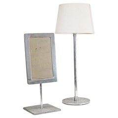 Aluminium Habitat Waschtisch-Spiegel und Lampe mit Kreuz-X-Kissen-Muster, 1980er Jahre