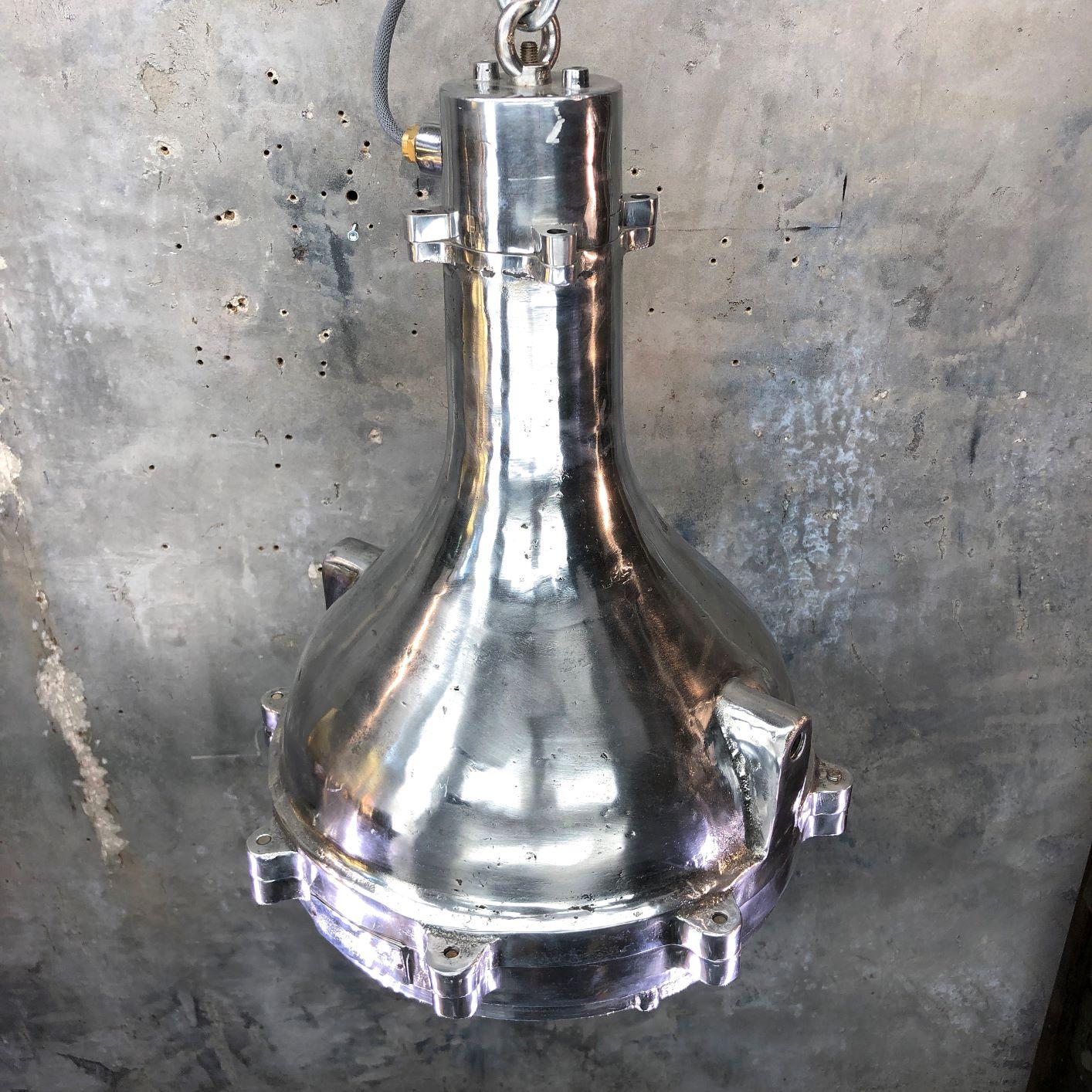 1980s Aluminum Industrial Engine Room Ceiling Pendant For Sale 5