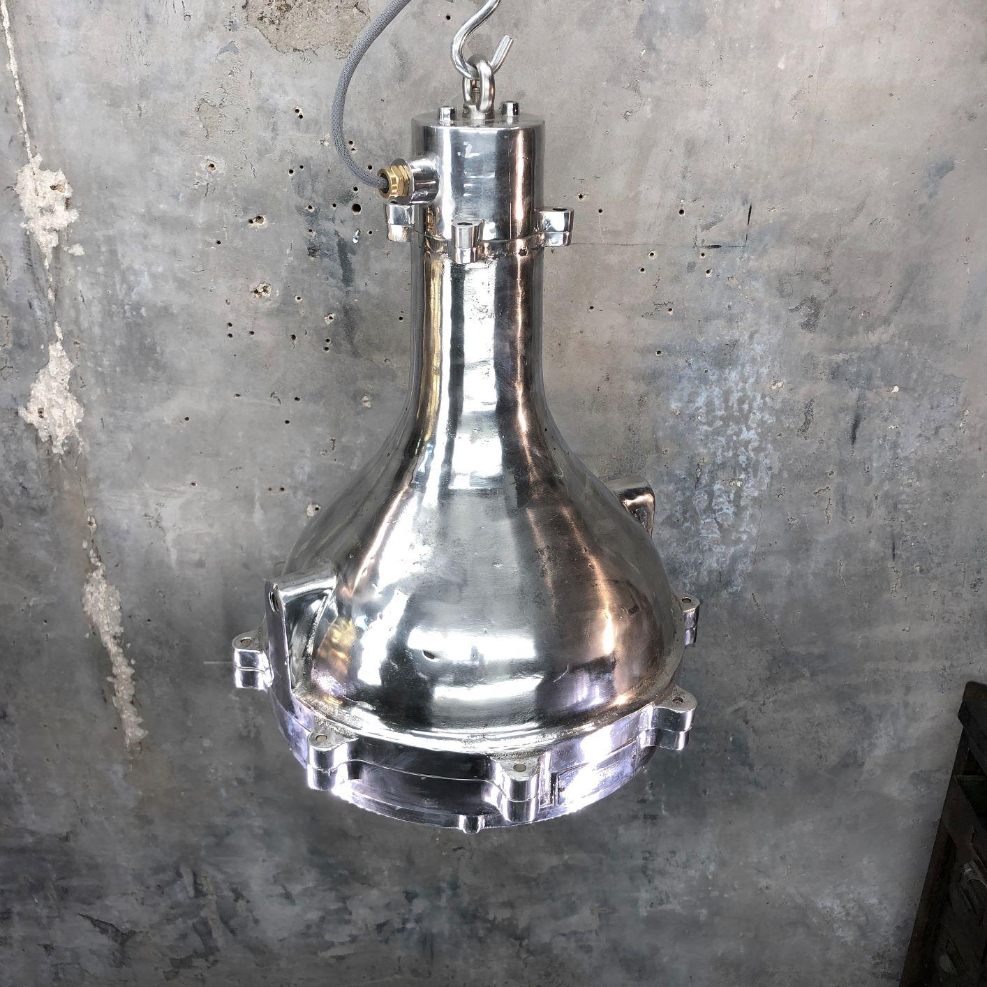 1980s Aluminum Industrial Engine Room Ceiling Pendant For Sale 9