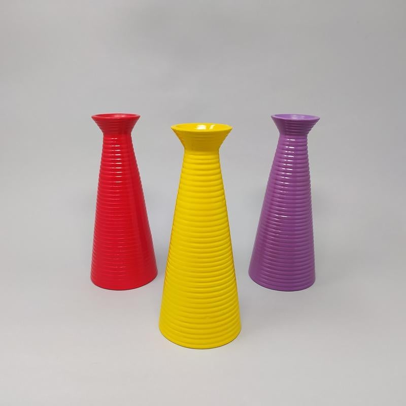 Mid-Century Modern 1980s Amazing Set of 3 Vases in Ceramic, Made in Italy For Sale
