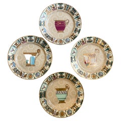 1980s, Amazing Set of Four Porcelain Italian Mural Plates by Gucci