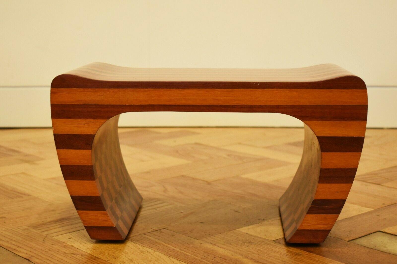 Modern Amazonian Checkered Foot Stool in Madeiras Wood, 1980's