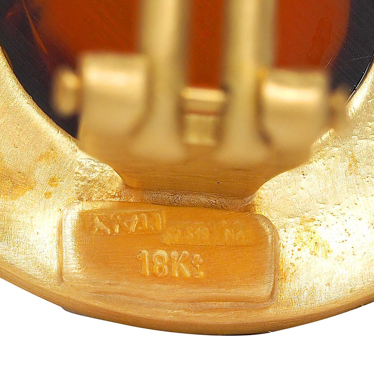 1980er Jahre Bernstein 18 Karat Gelbgold gehämmerte Scheiben Vintage Ohrringe im Angebot 1