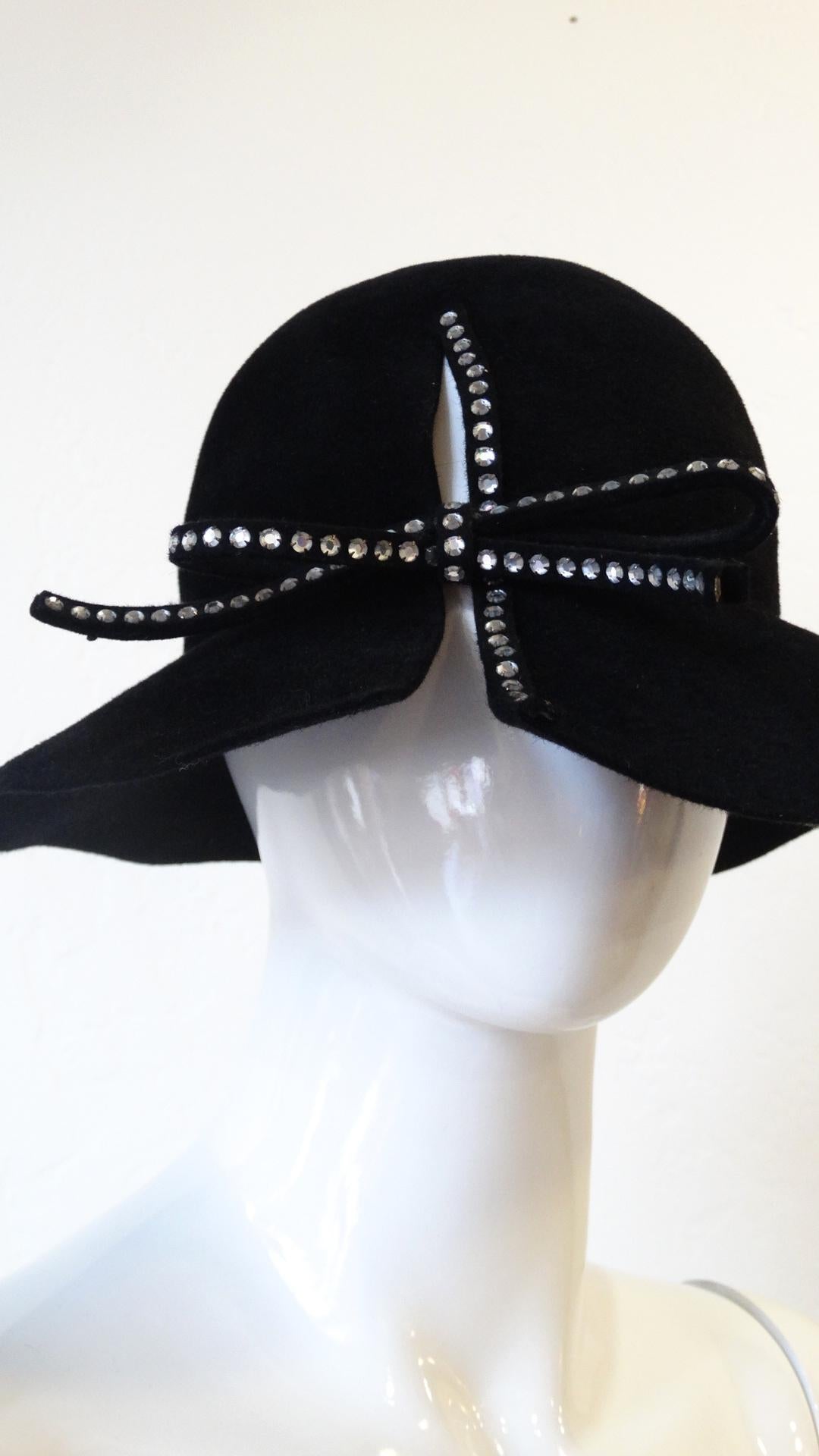 Women's 1980s Amen Wardy Rhinestone Bow Hat For Sale