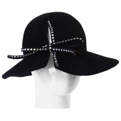 1980s Amen Wardy Rhinestone Bow Hat