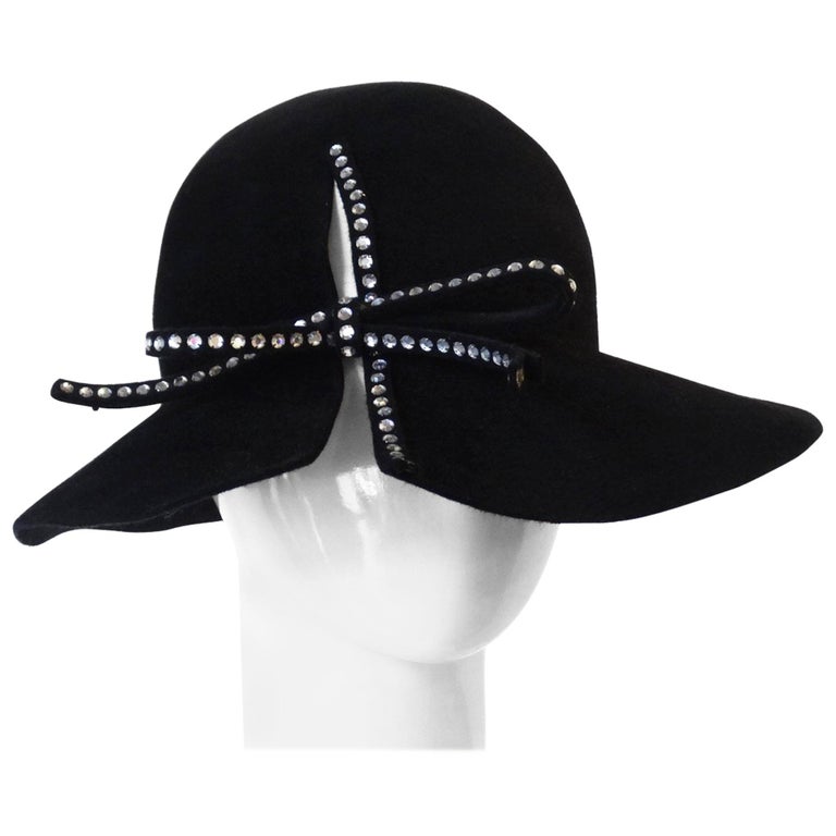Vintage Amen Wardy Hat Black Wool With Sequin Bow on back of hat il_fullxfull.2872295572_dv4x.jpg main image 2