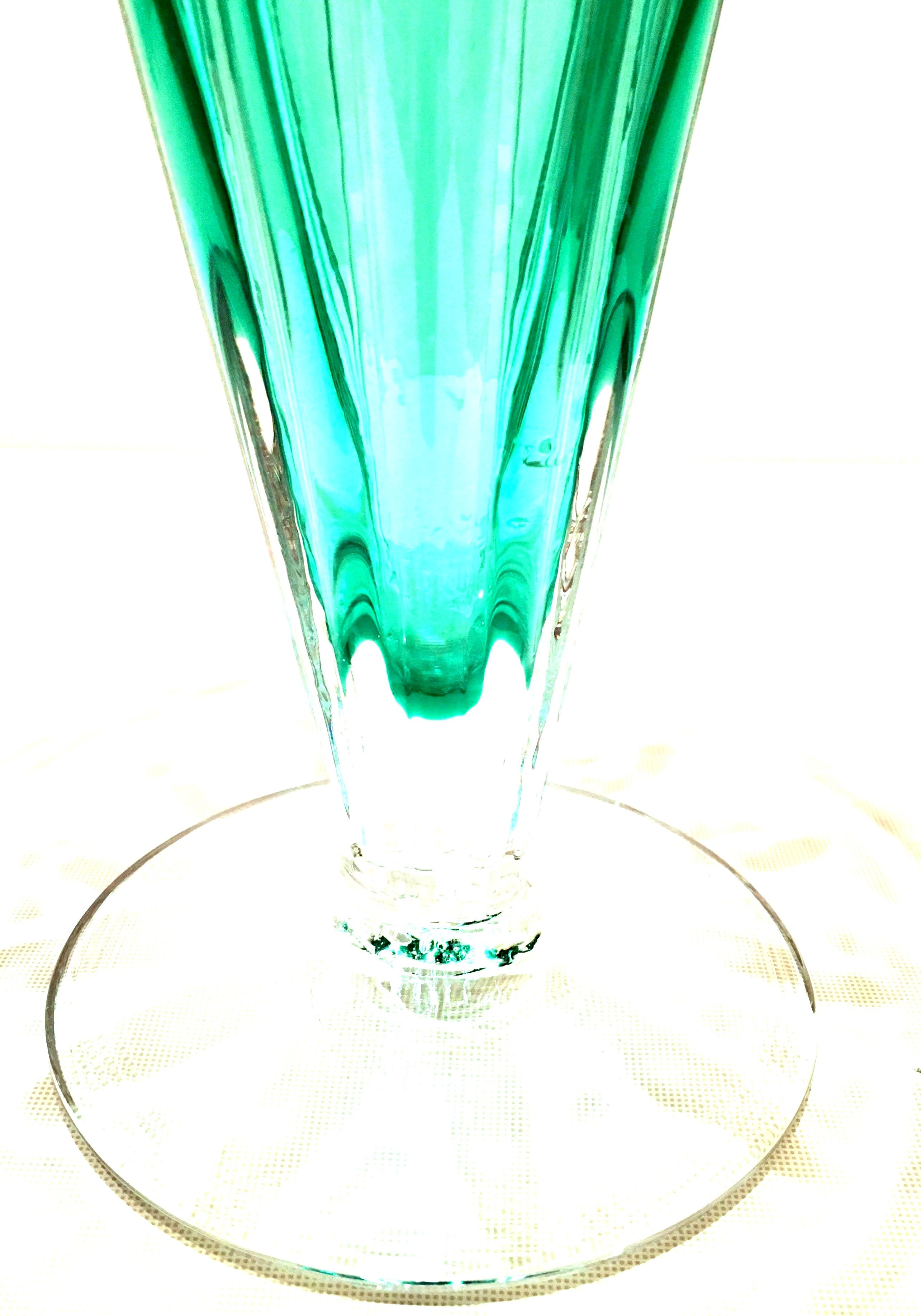 1980s American Blown Art Glass Footed Vase by Blenko Glass For Sale 1