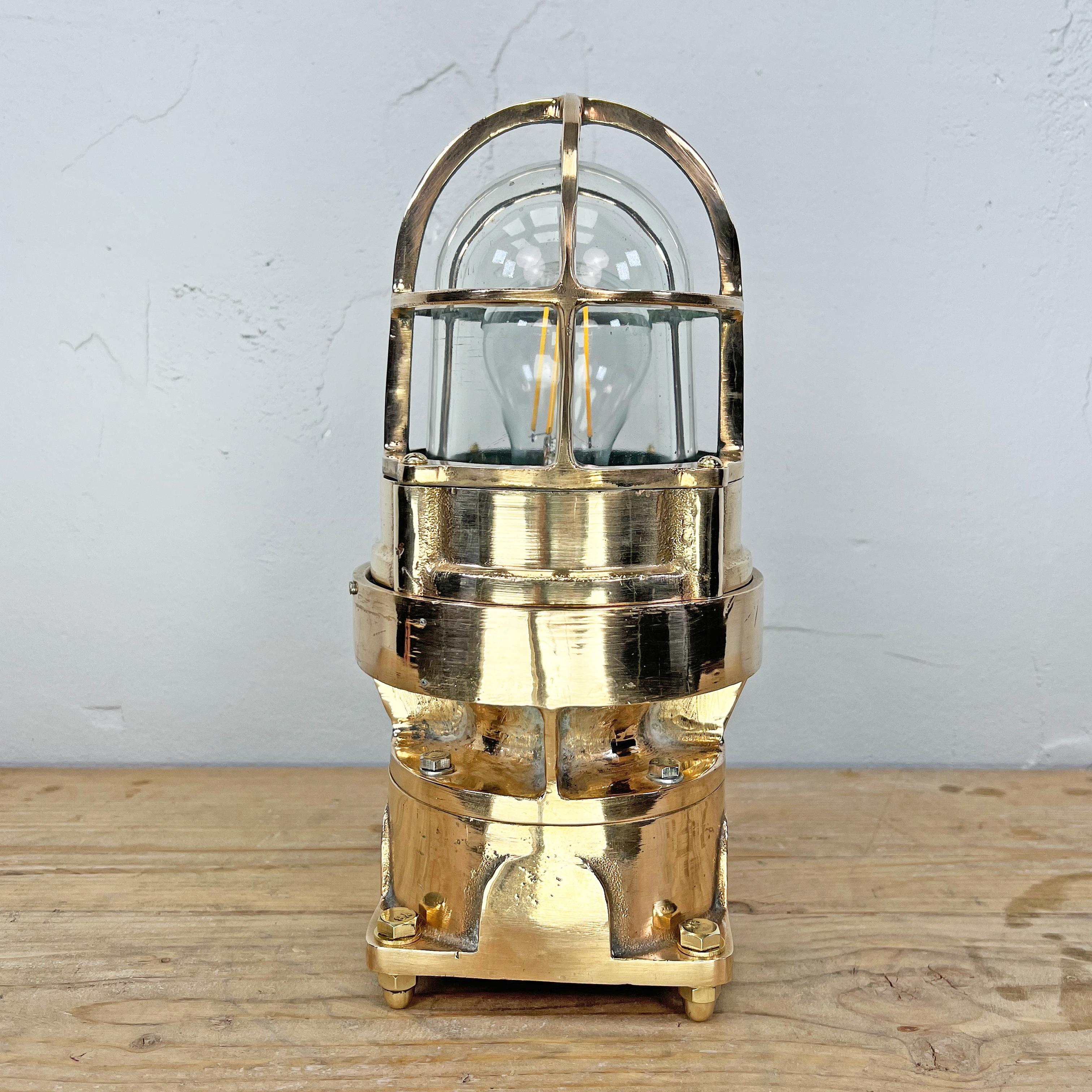 1980's American Cast Bronze & Glass Heavy Industrial Table Lamp by Pauluhn UL For Sale 6