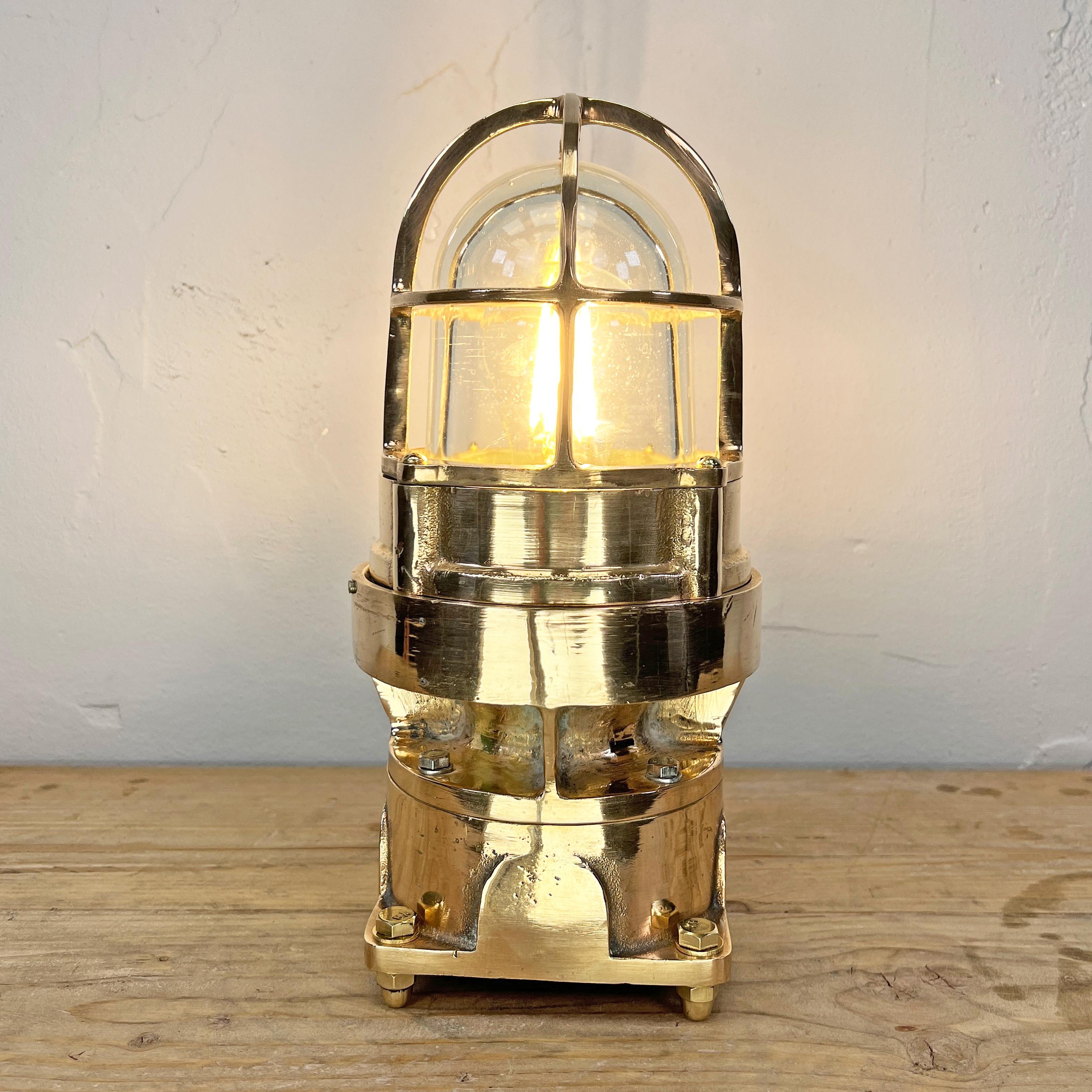 1980's American Cast Bronze & Glass Heavy Industrial Table Lamp by Pauluhn UL For Sale 5