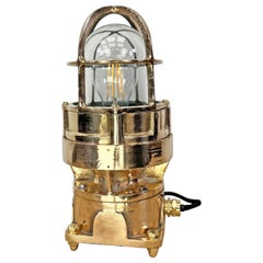 1980's American Cast Bronze & Glass Heavy Industrial Table Lamp by Pauluhn UL