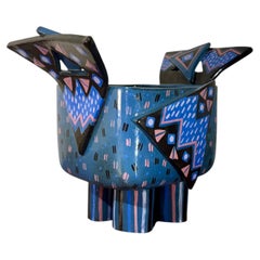 Vaso in ceramica da studio in stile Memphis, scultoreo, anni ’80, americano