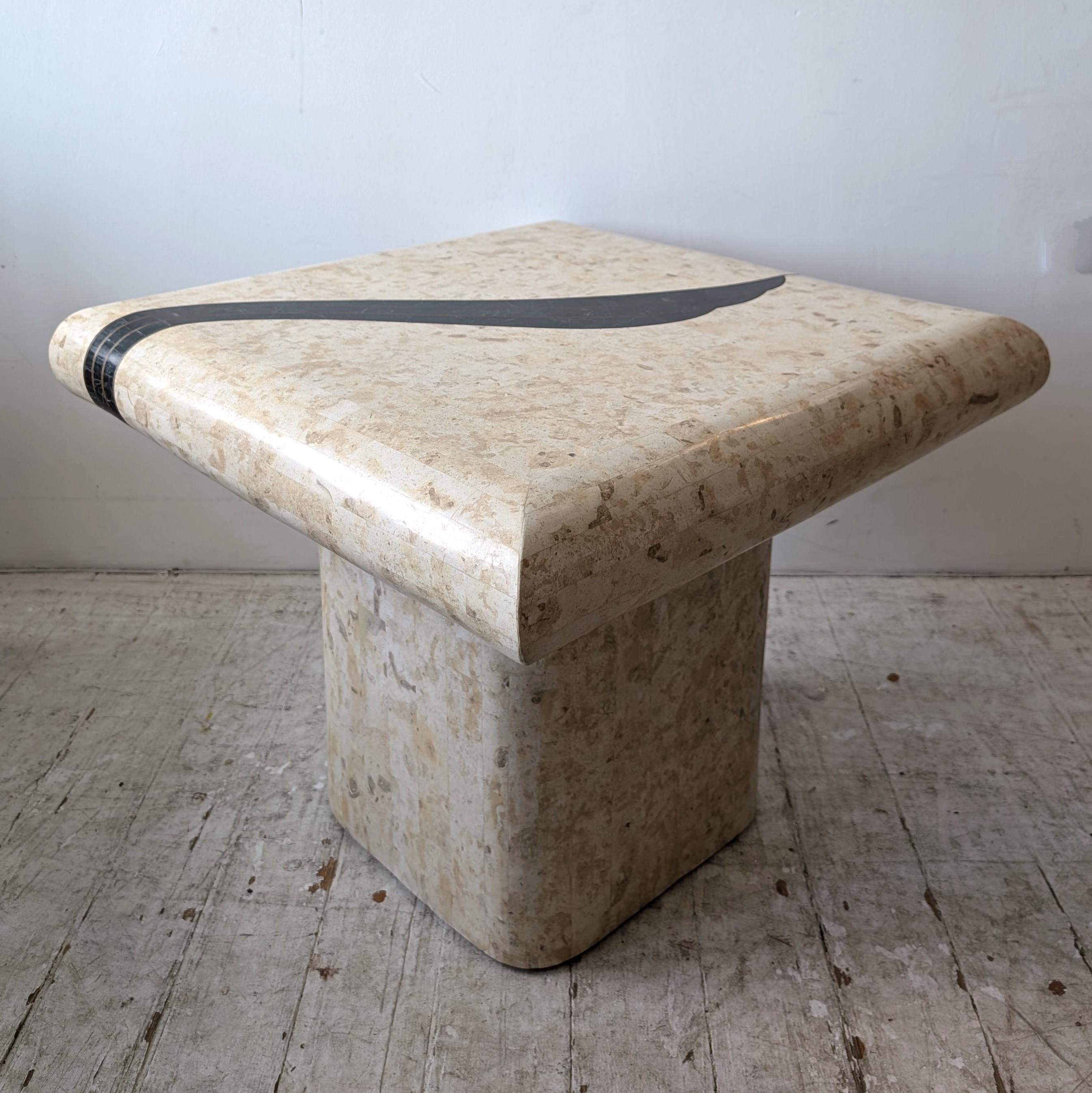 Brass 1980s American tessellated stone coffee table - Evgenia first listing of 2