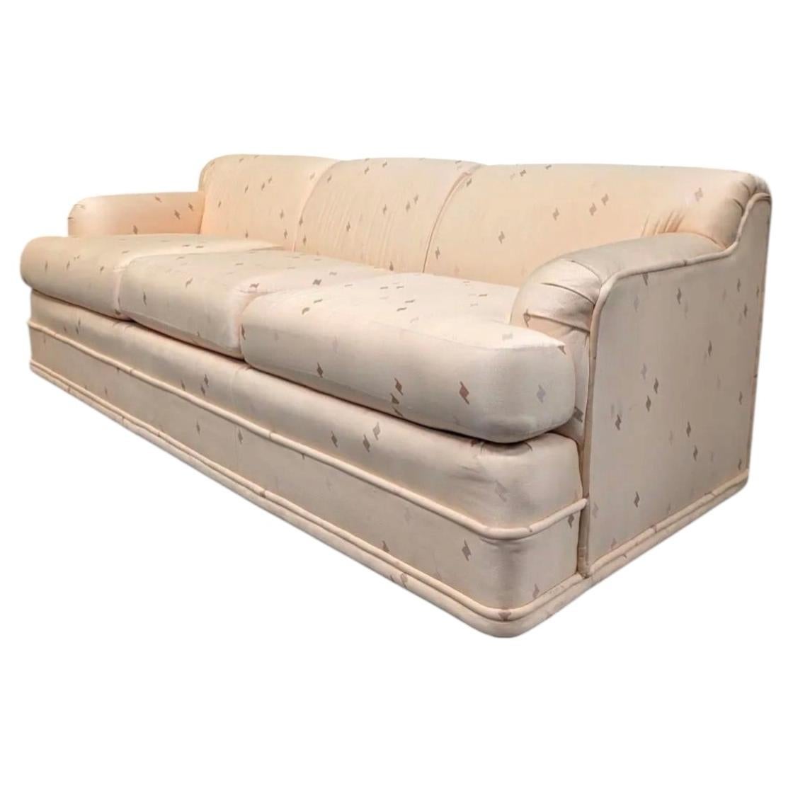 1980s Americans of Martinsville Peach Postmodern Three-Seat Sofa For Sale