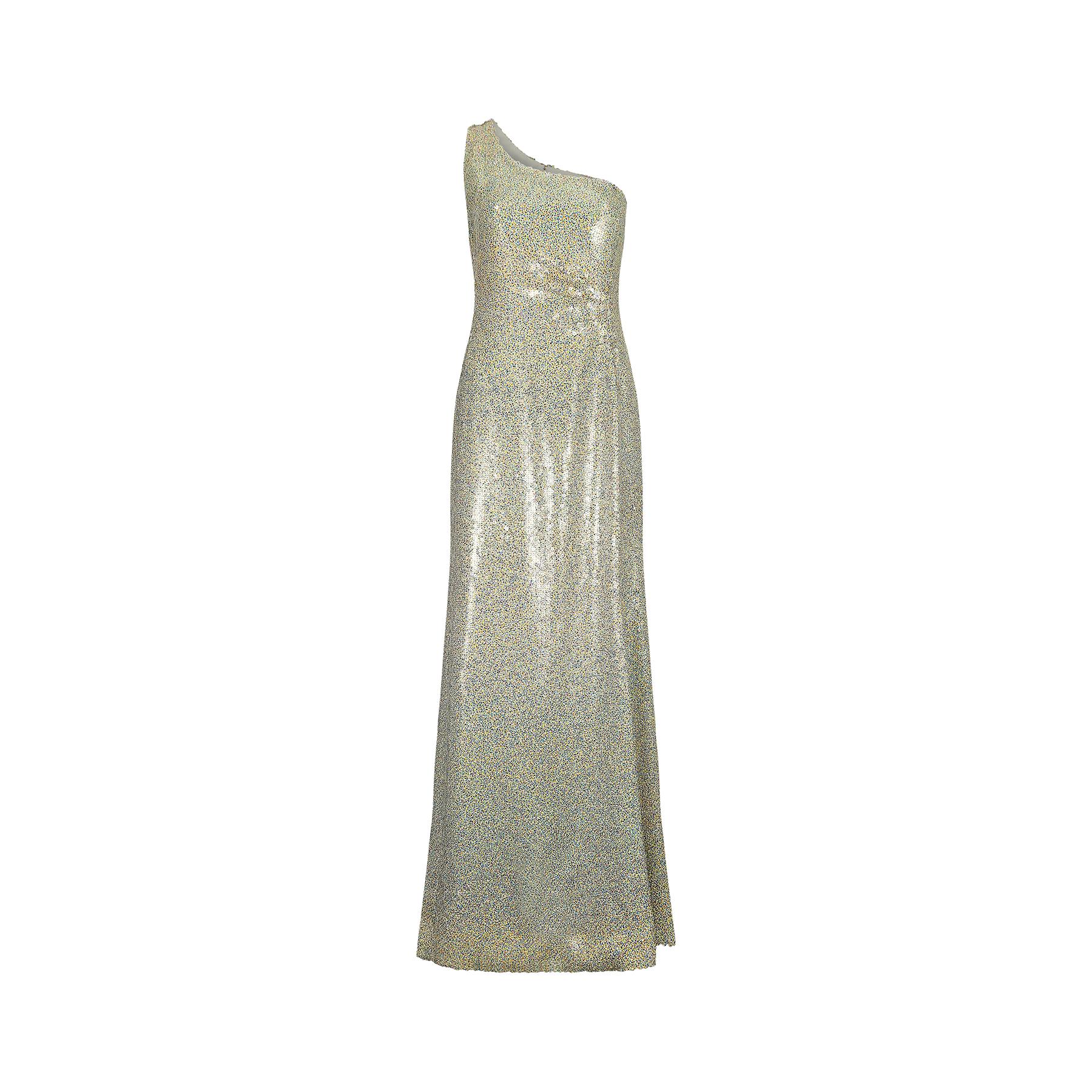 Gray 1980s Andre Laug Couture Multi-Coloured Sequinned Dress For Sale