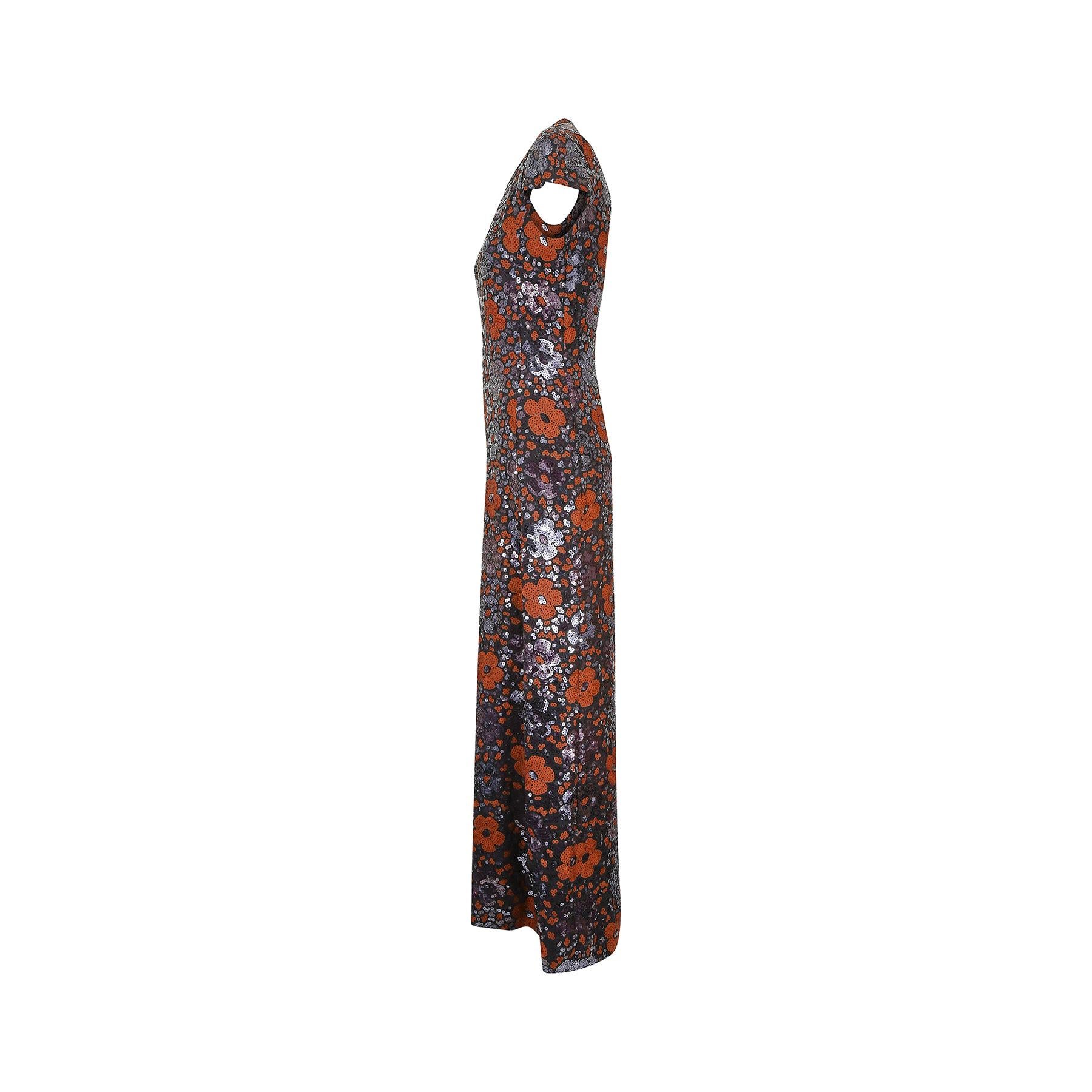 Vestito con paillettes floreali di Andre Laug degli anni '80 In condizioni ottime in vendita a London, GB