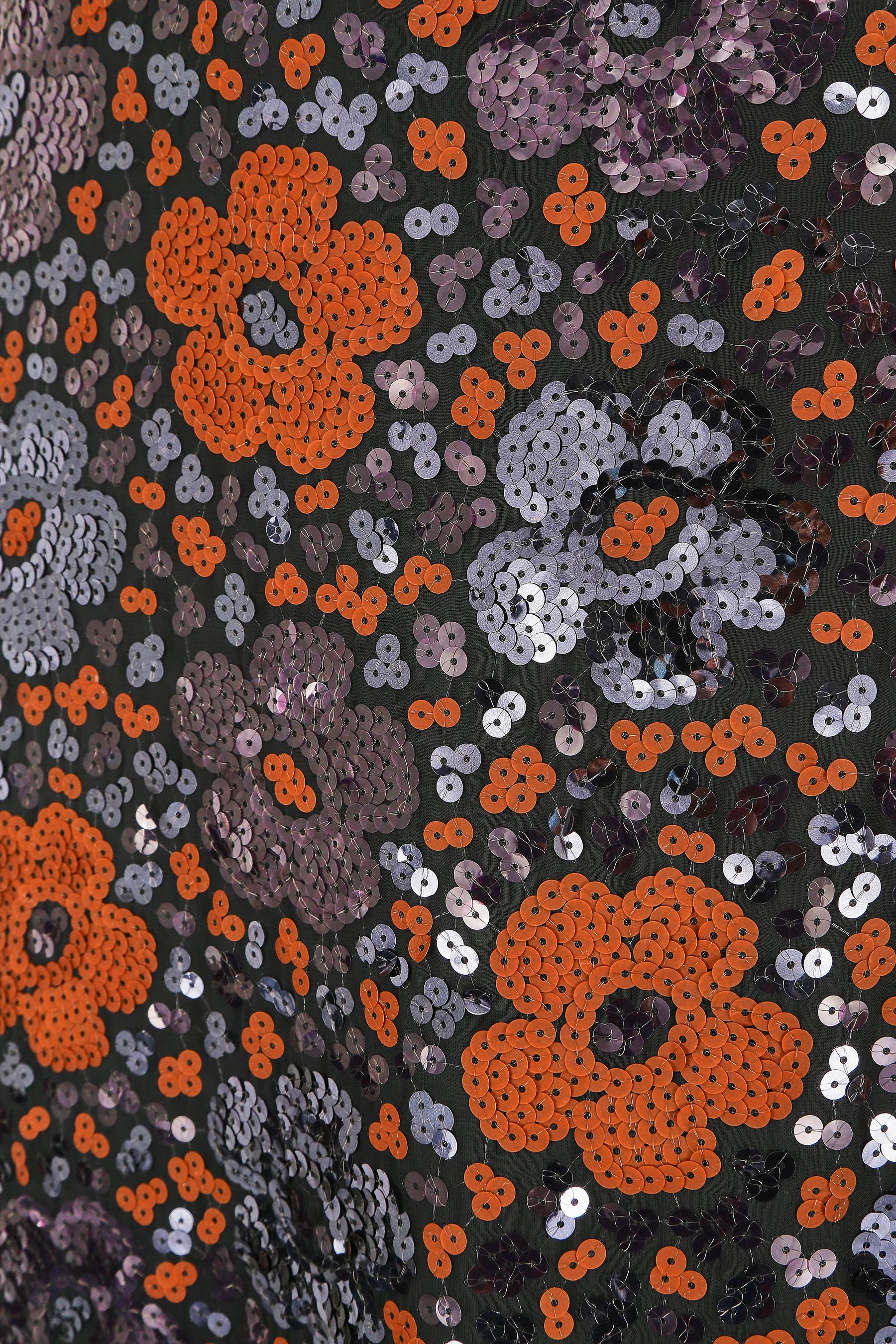 1980 Andre Laug - Robe à fleurs et à paillettes Pour femmes en vente