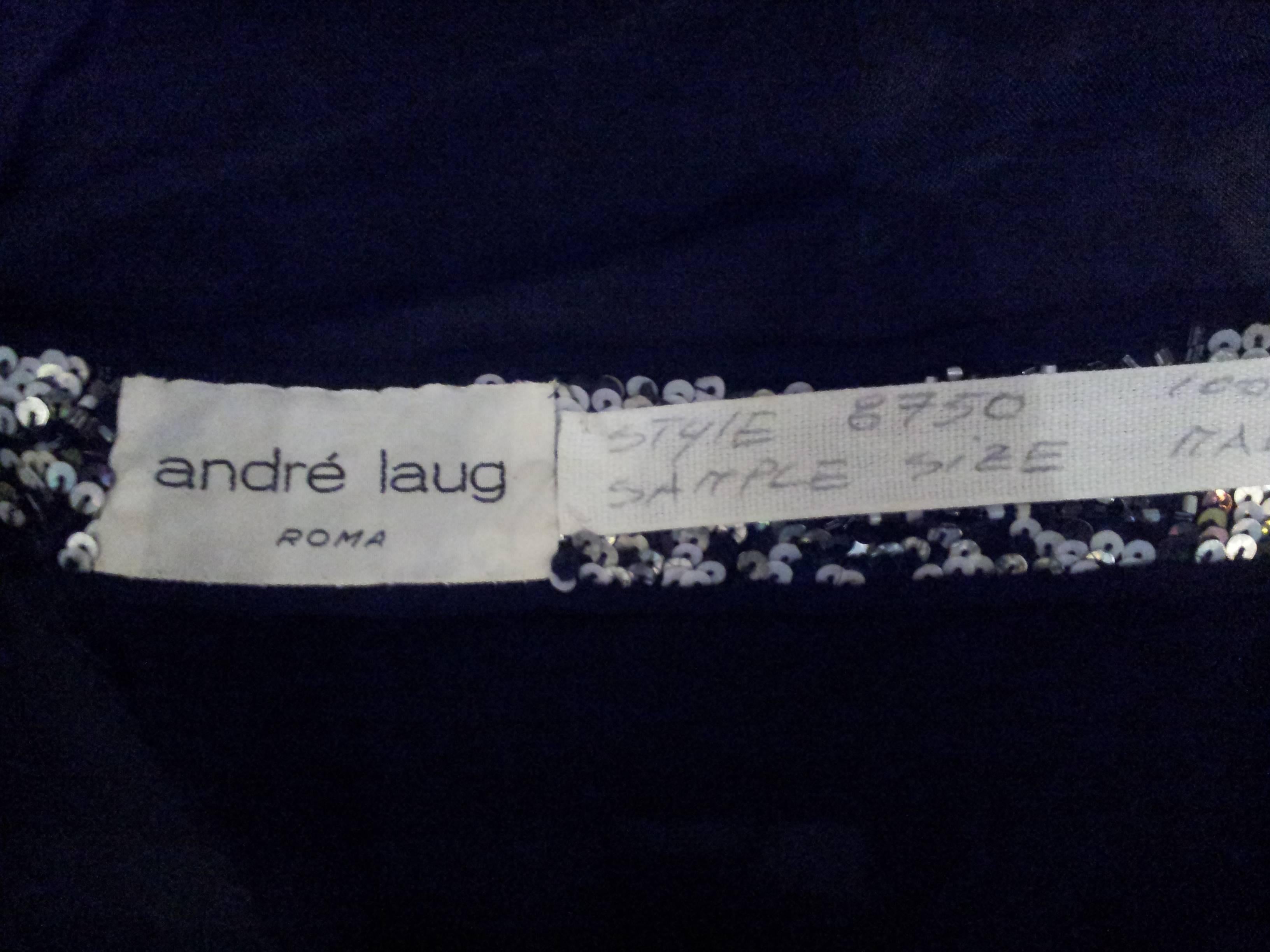 1980er Andre Laug Haute Couture Monochromes Paillettenkleid  (Grau) im Angebot