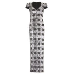 Robe à sequins monochrome Andre Laug Haute Couture des années 1980