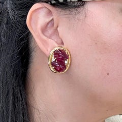 1980er Andrew Clunn Turmalin und Diamant Statement-Ohrringe 18k Gelbgold