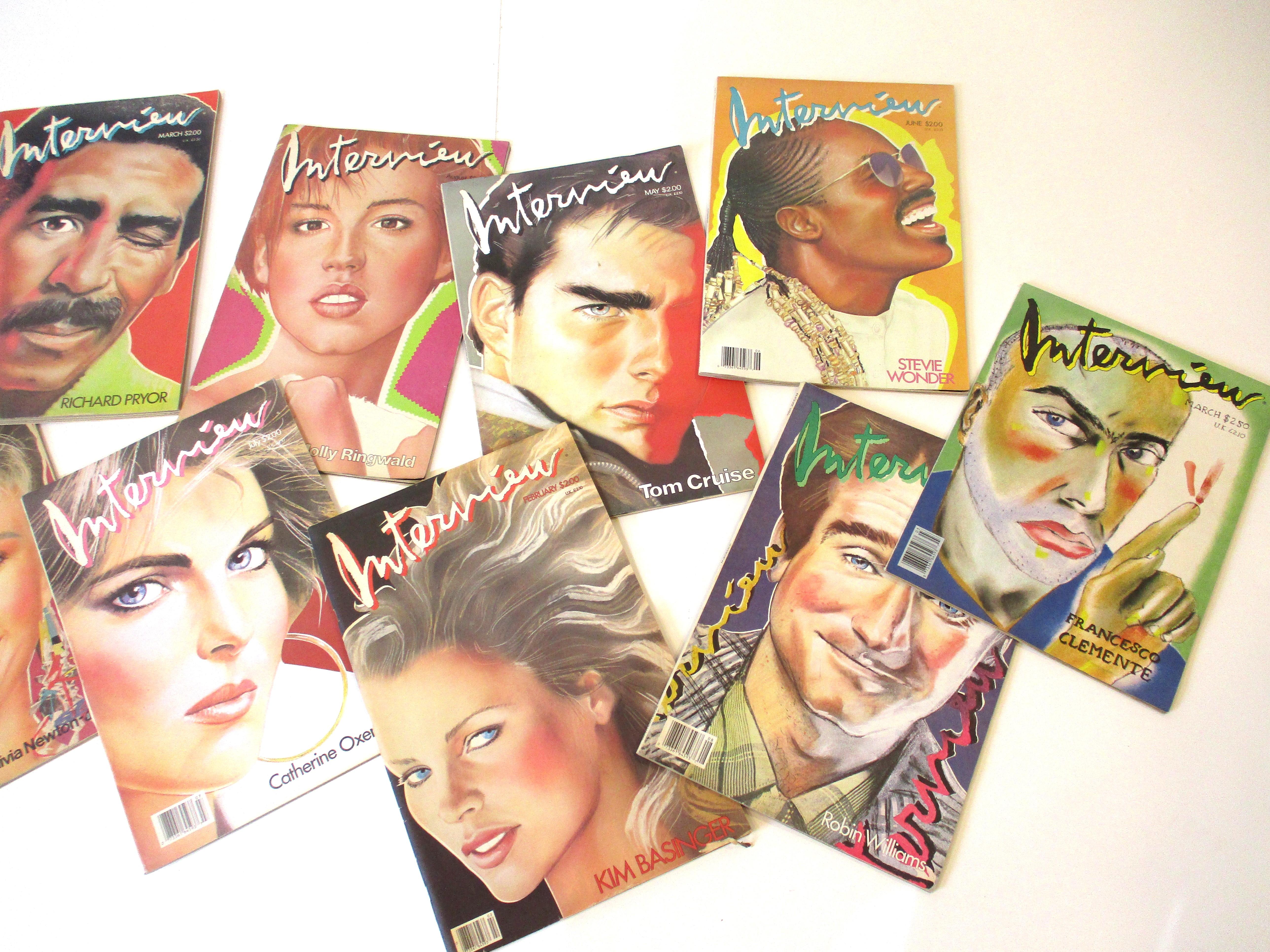 Modern 1980s Andy Warhol Interview Magazine Collection 13 Pcs For Sale