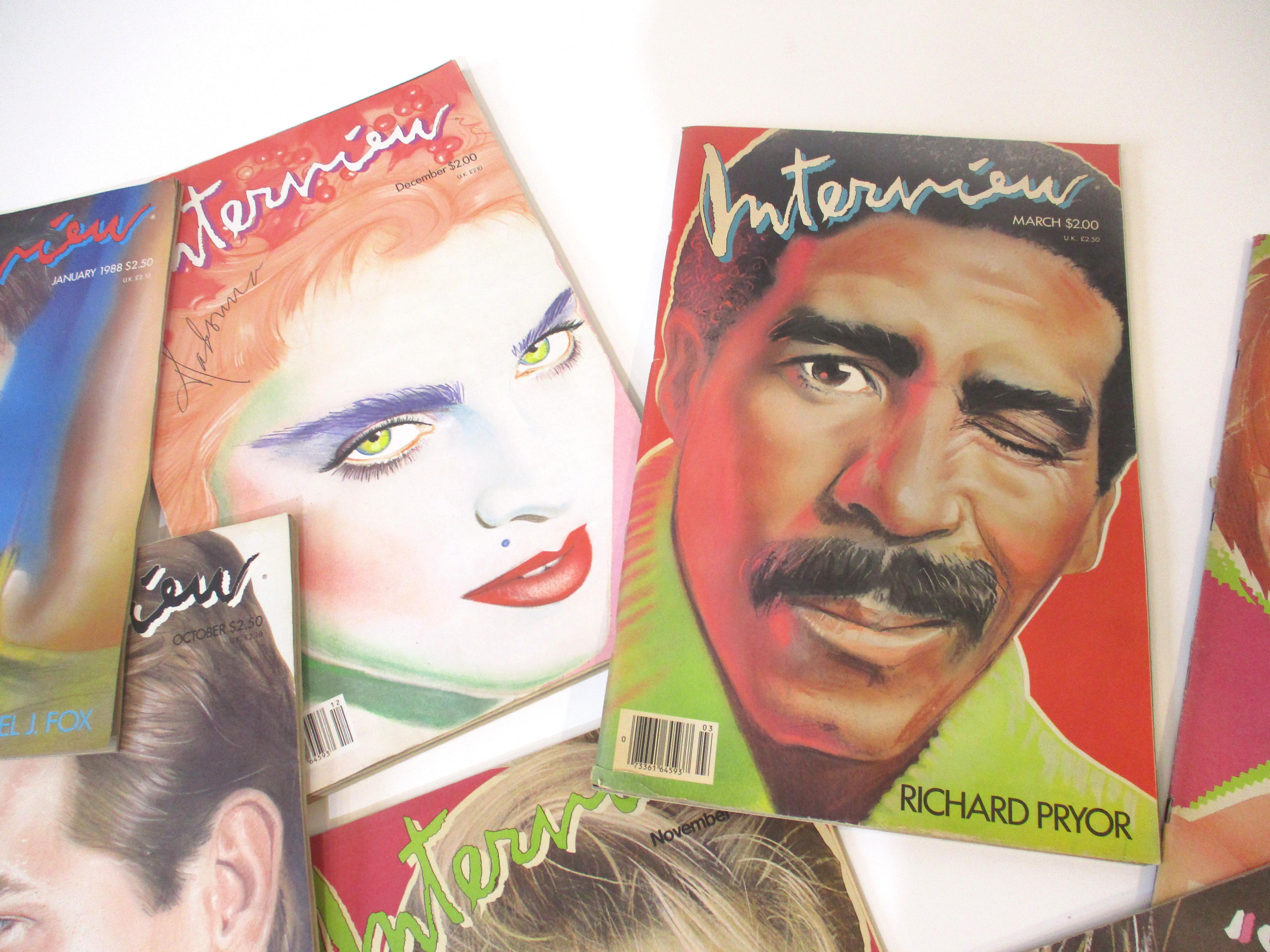 Collection de 13 pièces du magazine Interview d'Andy Warhol des années 1980.  Bon état - En vente à Cincinnati, OH