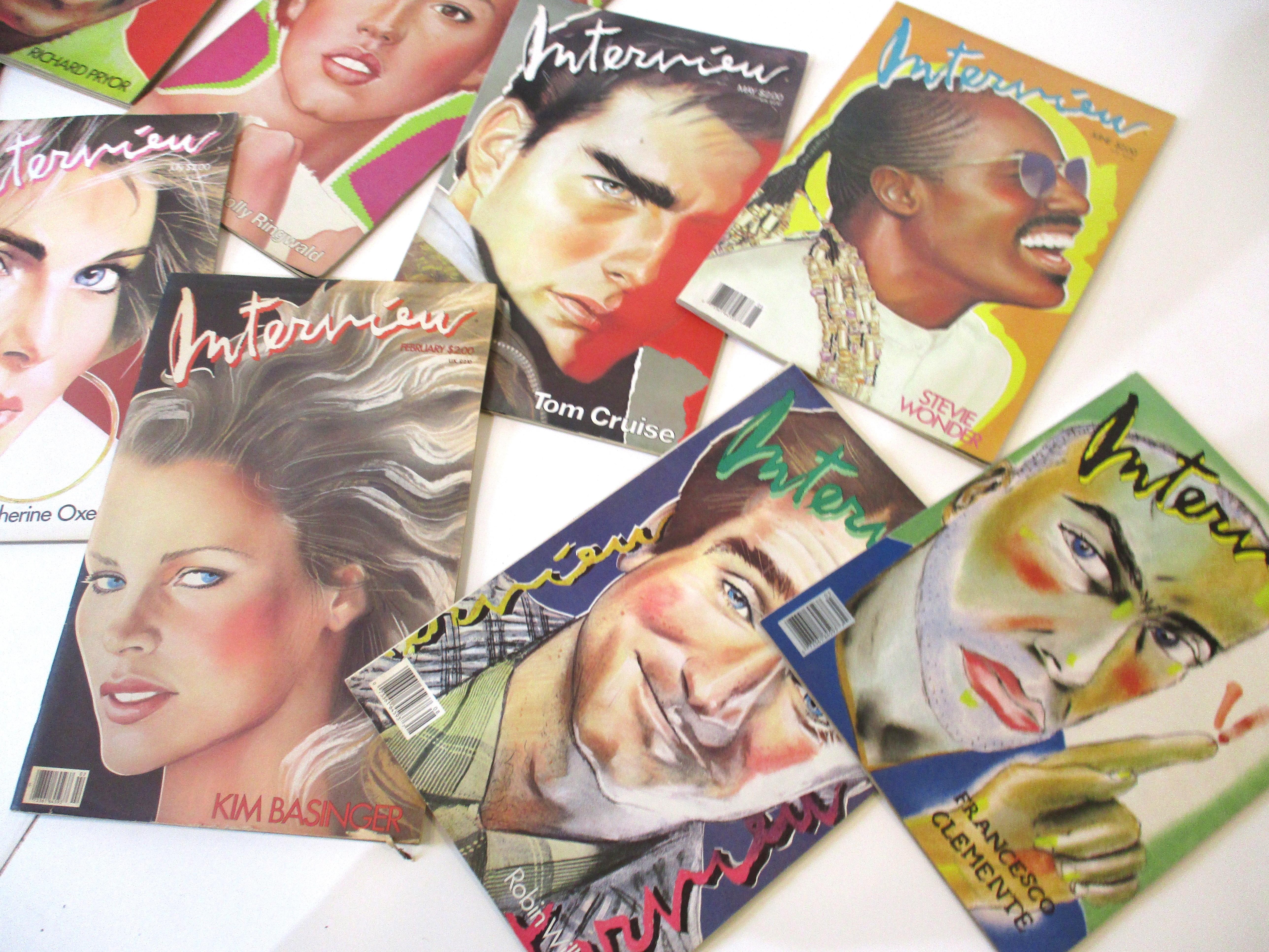 Papier Collection de 13 pièces du magazine Interview d'Andy Warhol des années 1980. en vente