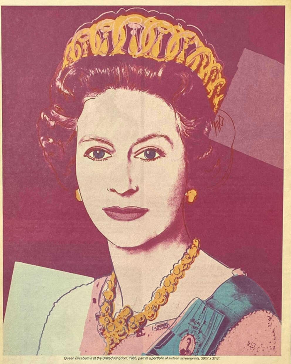 Andy Warhol Queens advertisement circa 1985:
Vintage original poster advertisement for Andy Warhol Reigning Queens at Leo Castelli gallery. 

Offset printed on newspaper stock. Measures: 11 x 17 inches. 
Very good overall vintage condition.