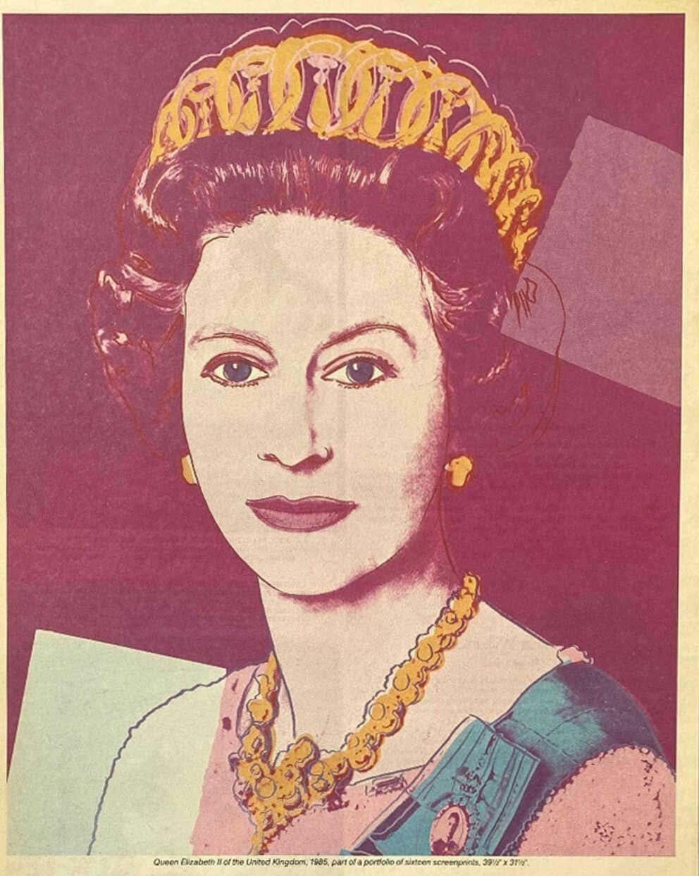 1980's Andy Warhol Reigning Queens Advertisement (Warhol Queen Elizabeth) In Good Condition In Brooklyn, NY