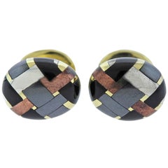 Retro 1980s Angela Cummings Mixed Metal Inlay Cufflinks