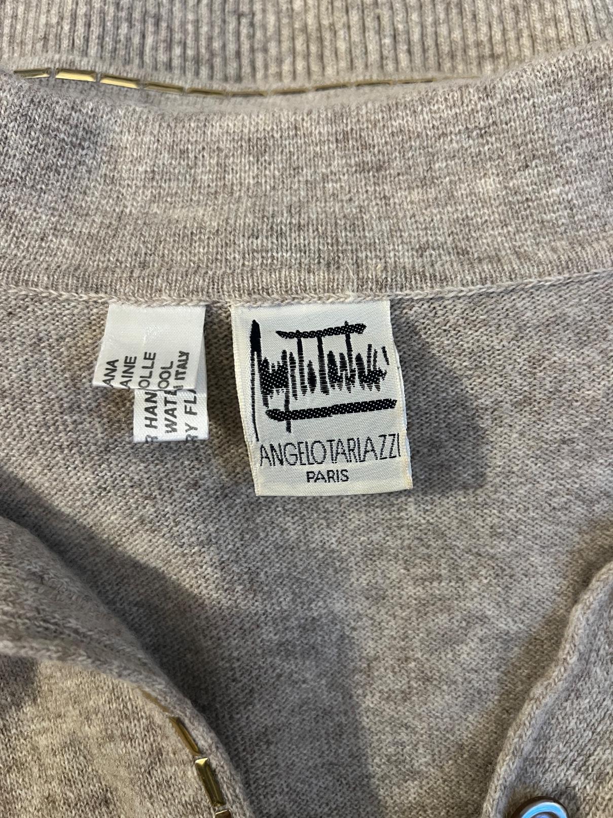 1980s Angelo Tariazzi Oatmeal and Gold Embellished Jumper For Sale 1