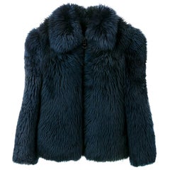 1980s A.N.G.E.L.O. Vintage Cult Blue Lamb Fur Bomber Jacket