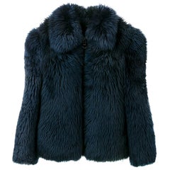 1980er Jahre A.N.G.E.L.O. Vintage Bomberjacke aus blauem Lammfell