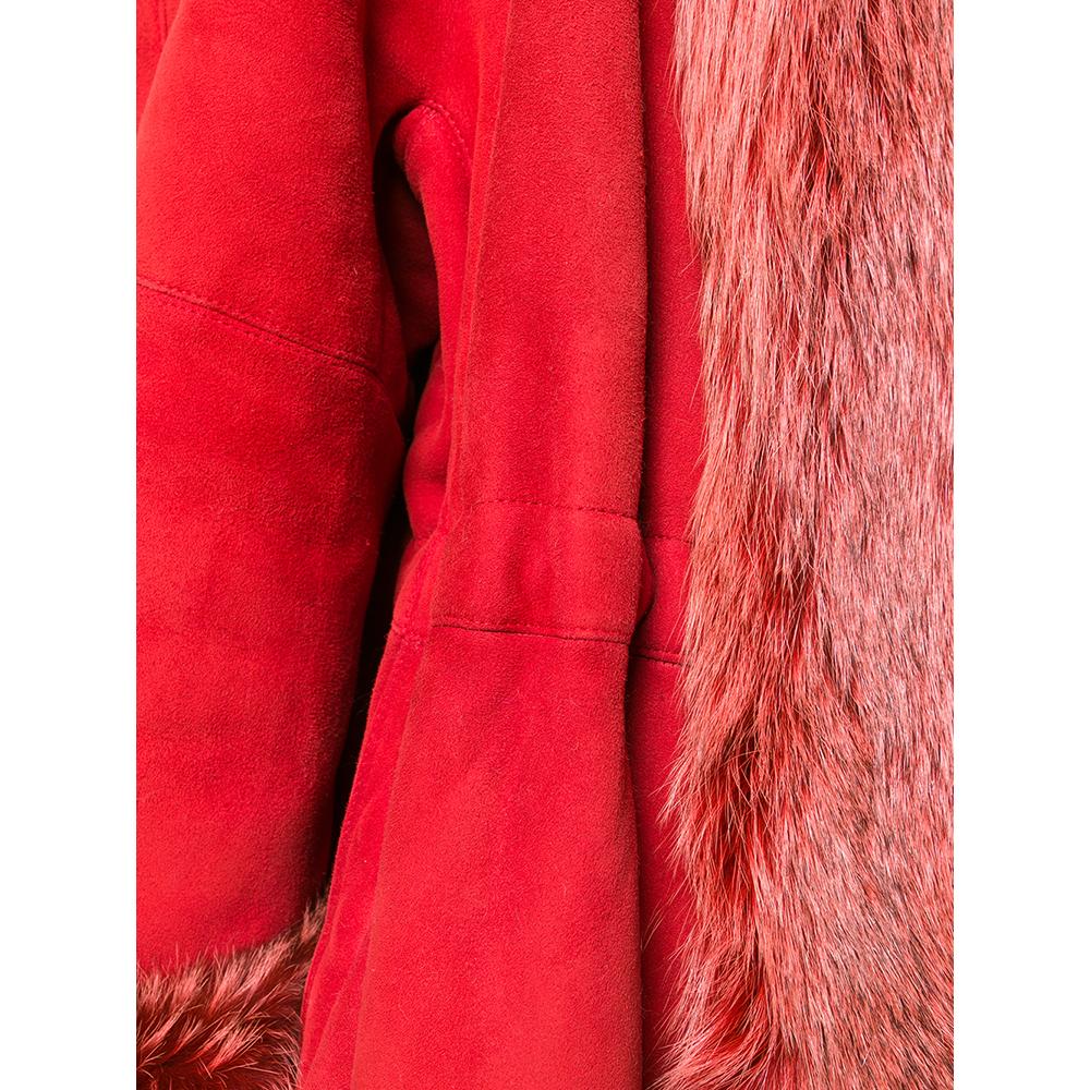 Red 1980s A.N.G.E.L.O. Vintage Cult Fox Fur Coat