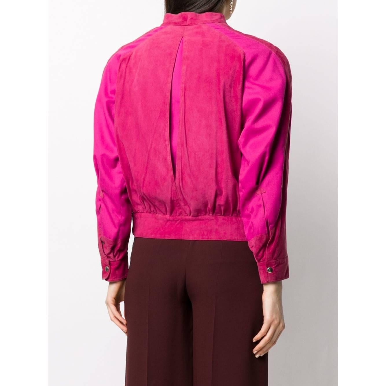 1980s A.N.G.E.L.O. Vintage Cult Fuchsia Suede Jacket In Excellent Condition In Lugo (RA), IT
