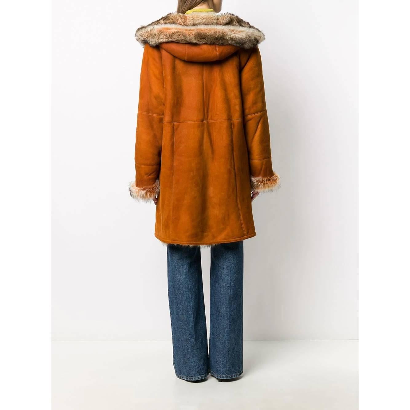 Marrone 1980 A.N.G.E.L.O. Cappotto vintage con cappuccio Cult in vendita